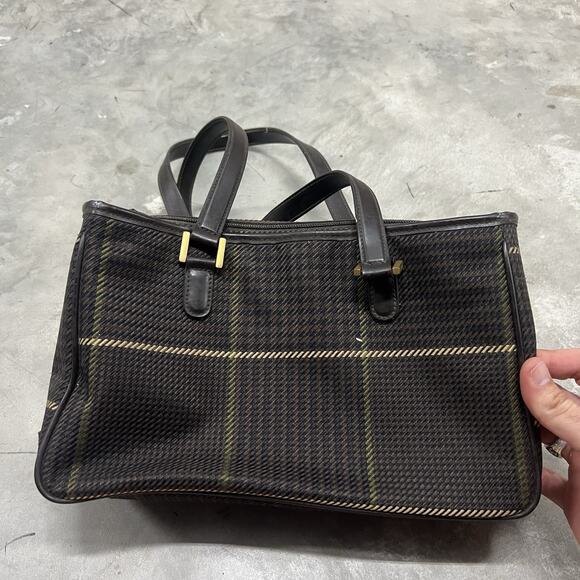 Lauren Ralph Lauren Women's houndstooth Plaid Shoulder Bag Brown - Picture 1 of 9